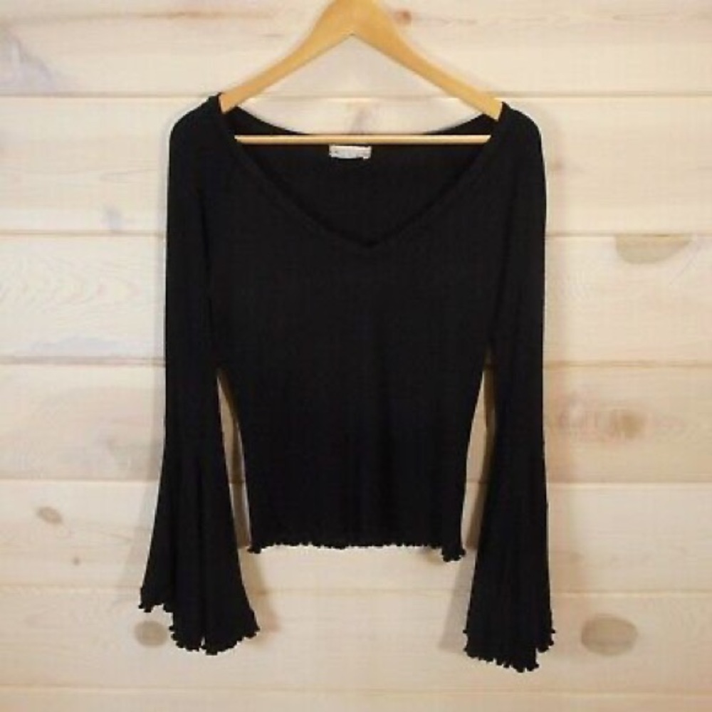 Altar'd State Black Bell Sleeve Top